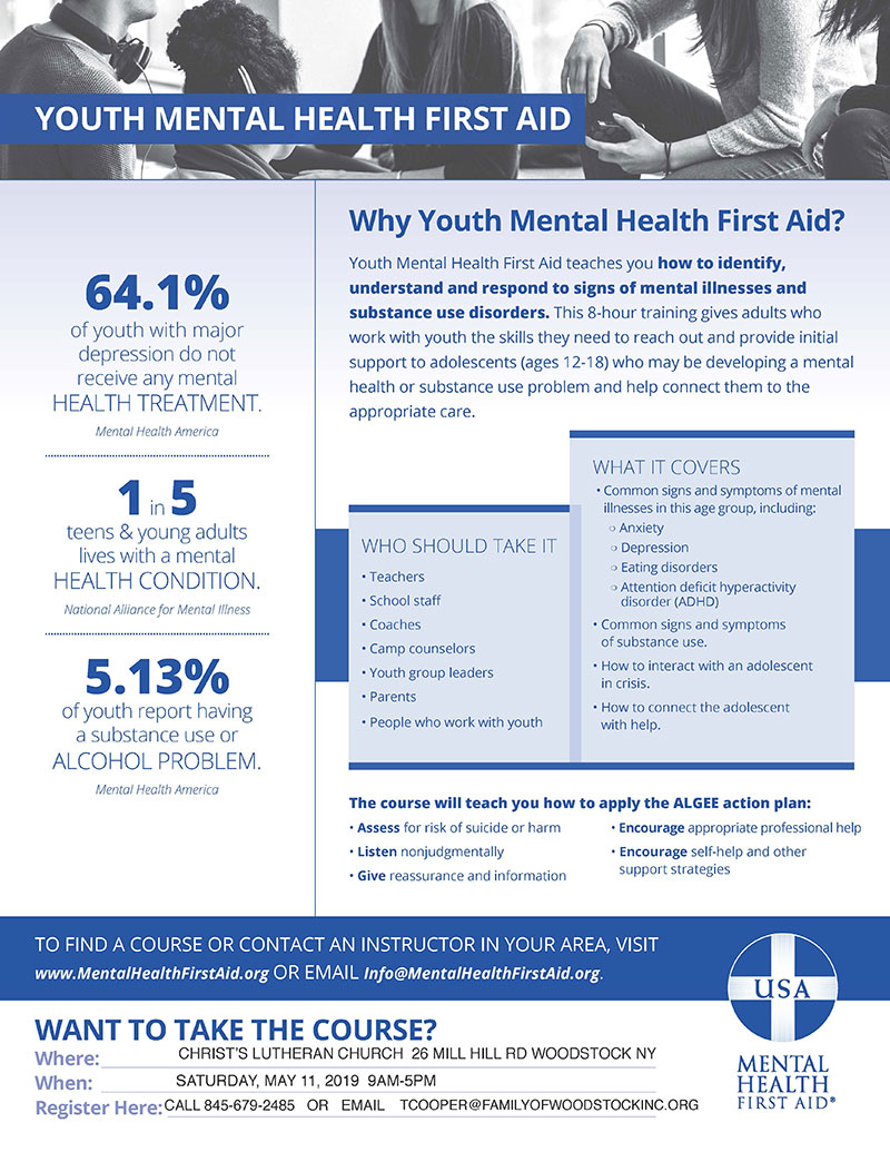 Youth Mental Health First Aid Training May 11 | Family of Woodstock